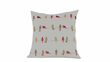 Urban Space Decorative Cotton Cushion Cover Set of 5 Cushion Covers for Sofa, Bedroom, Living Room Humming Bird Red