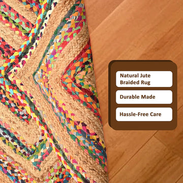 Kuber Industries 5x7 Feet Anti-Skid Satranji Jute Rug & Carpet for Home & Bedroom Sea Green