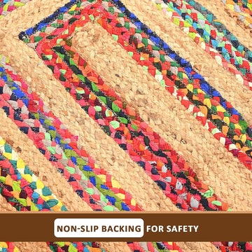 Kuber Industries 5x7 Feet Anti-Skid Satranji Jute Rug & Carpet for Home & Bedroom Sea Green