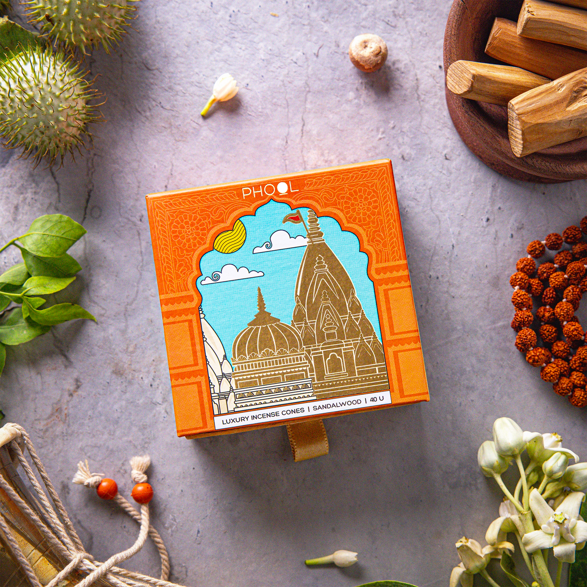 Phool KVT Sandalwood Incense Cones - 40 Cones