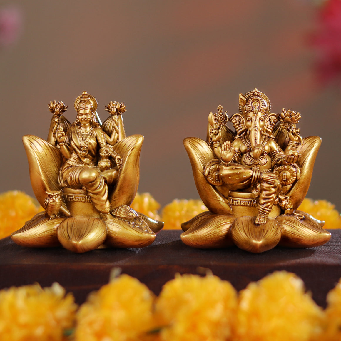 Artarium Padma Laxmi Ganesha Idol 4 inch - Lakshmi Ganesh Murti