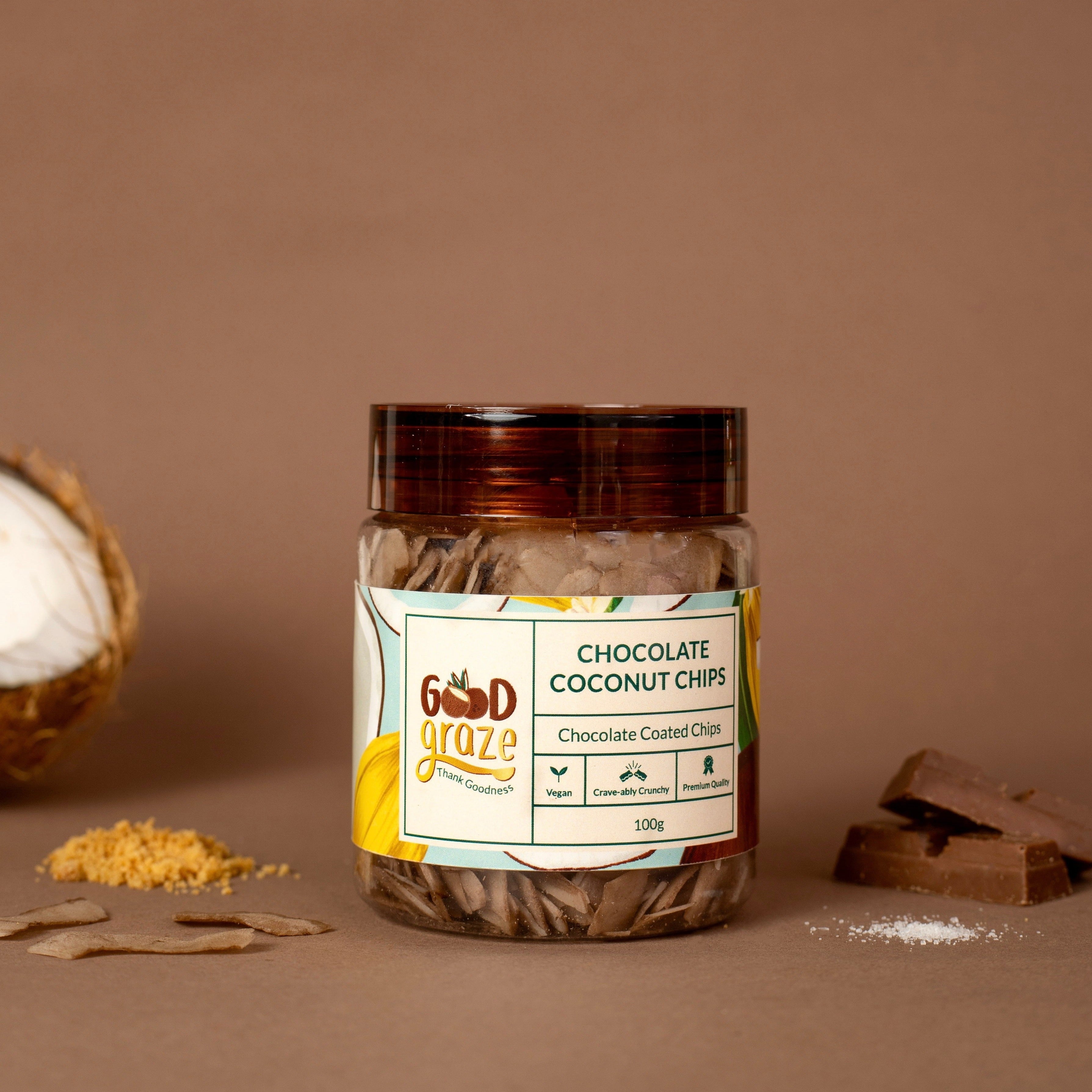 Good Graze Chocolate Coconut Chips - 200 gms - Pack of 2