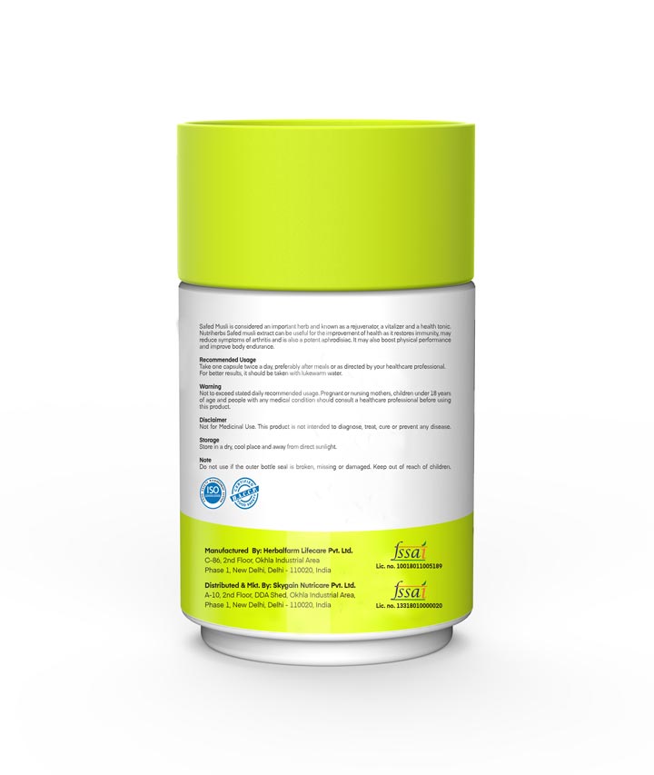 Nutriherbs Safed Musli Capsules for Stamina &  Performance