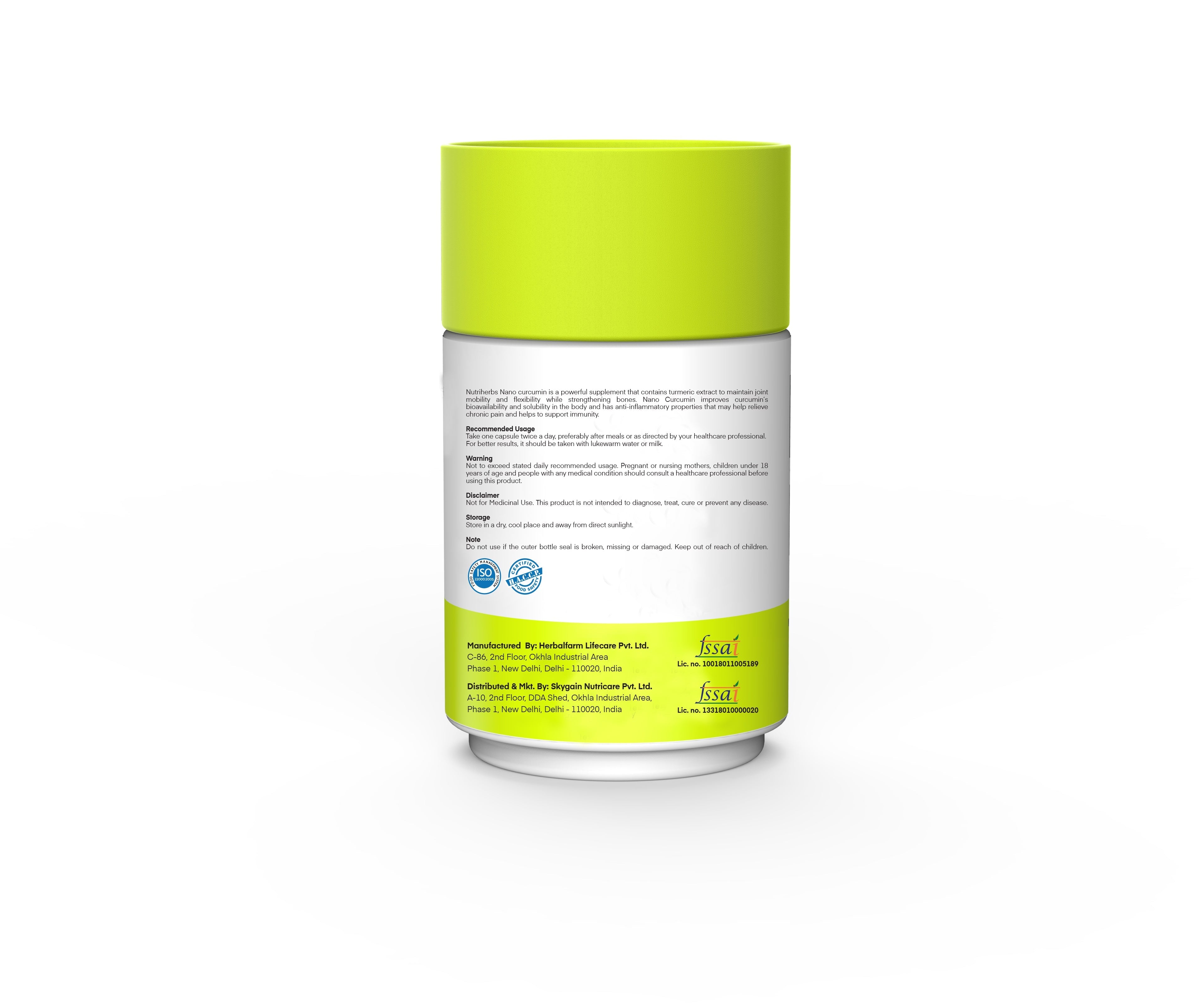 Nutriherbs Nano Curcumin with Pure Extract of  Turmeric - 60 tabs