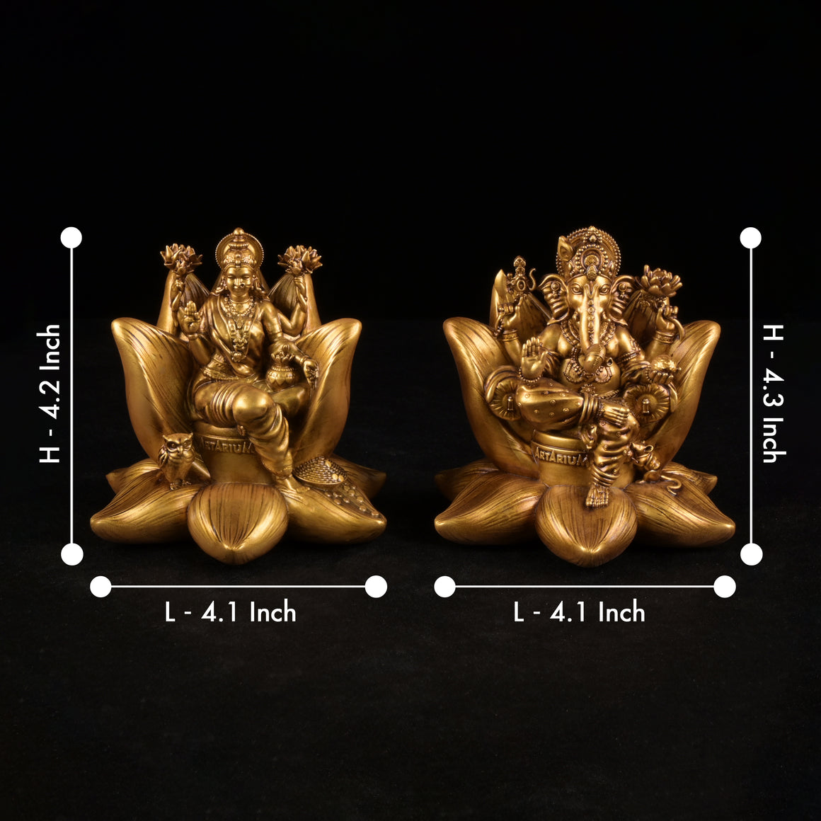 Artarium Padma Laxmi Ganesha Idol 4 inch - Lakshmi Ganesh Murti