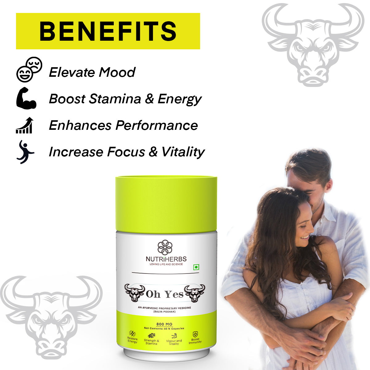Nutriherbs Oh Yes Shilajit Kaunch Beej Ashwagandha Safed Musli for Energy & Stamina