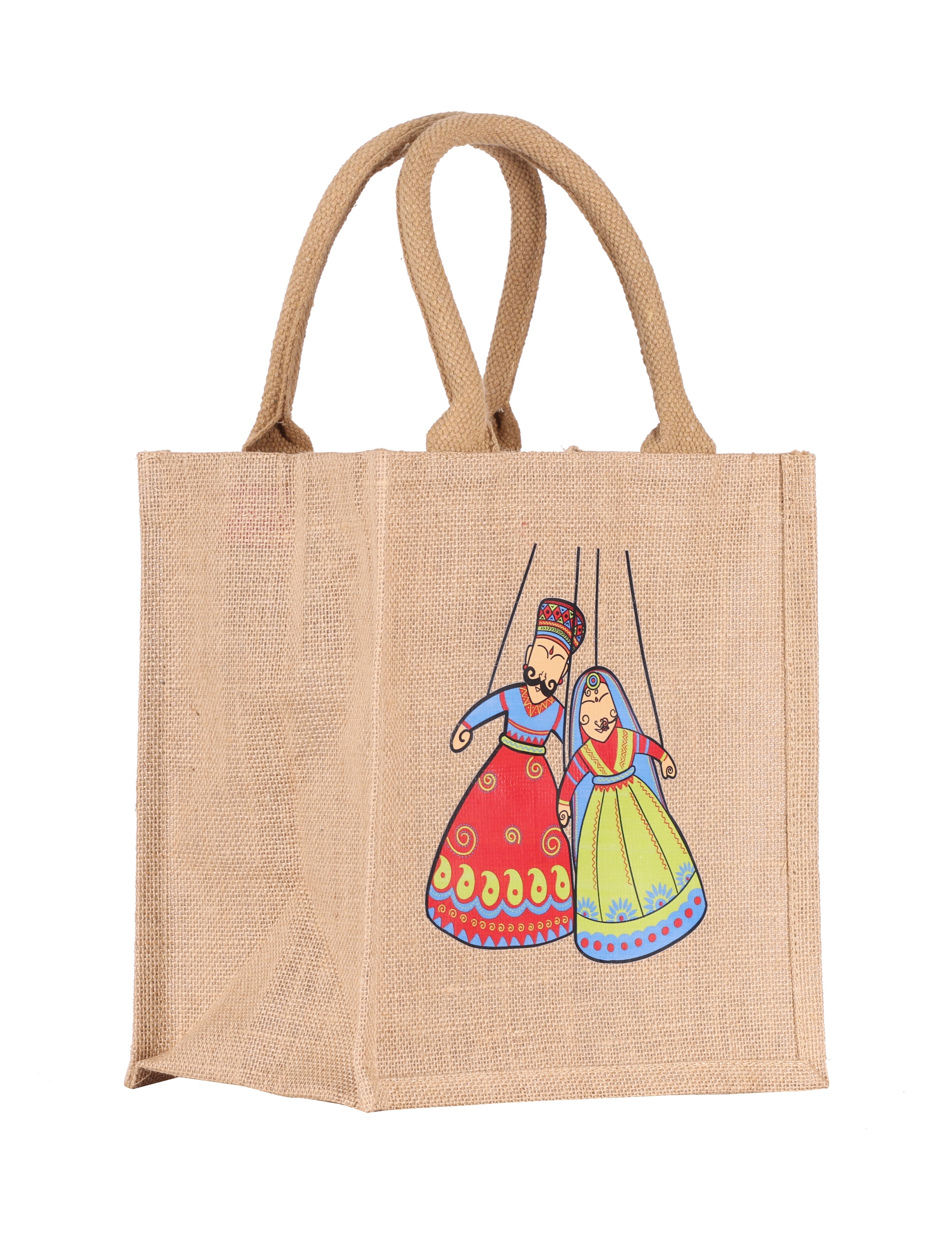 Jute Cottage Puppet Print Zipper Lunch Bag 100% Genuine