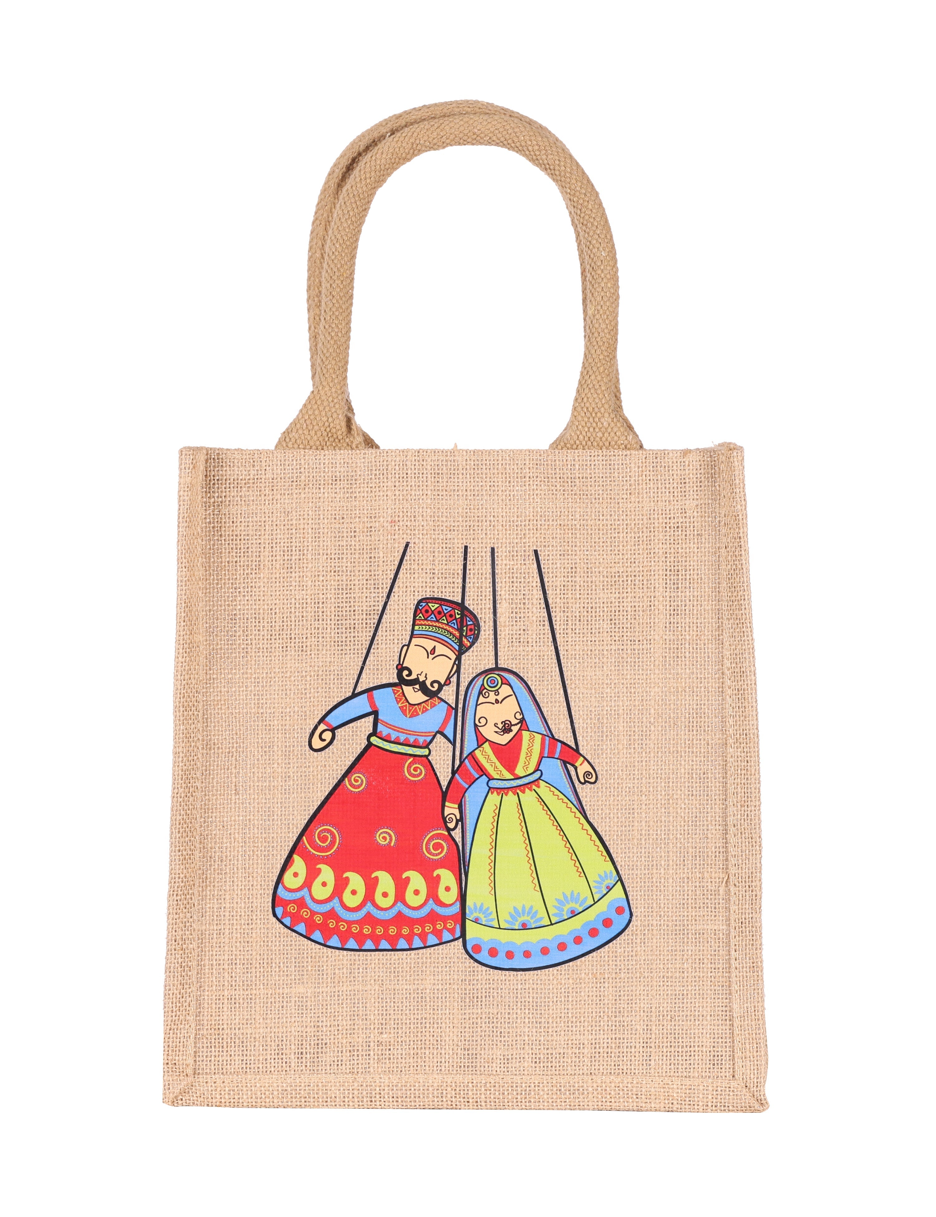 Jute Cottage Puppet Print Zipper Lunch Bag 100% Genuine