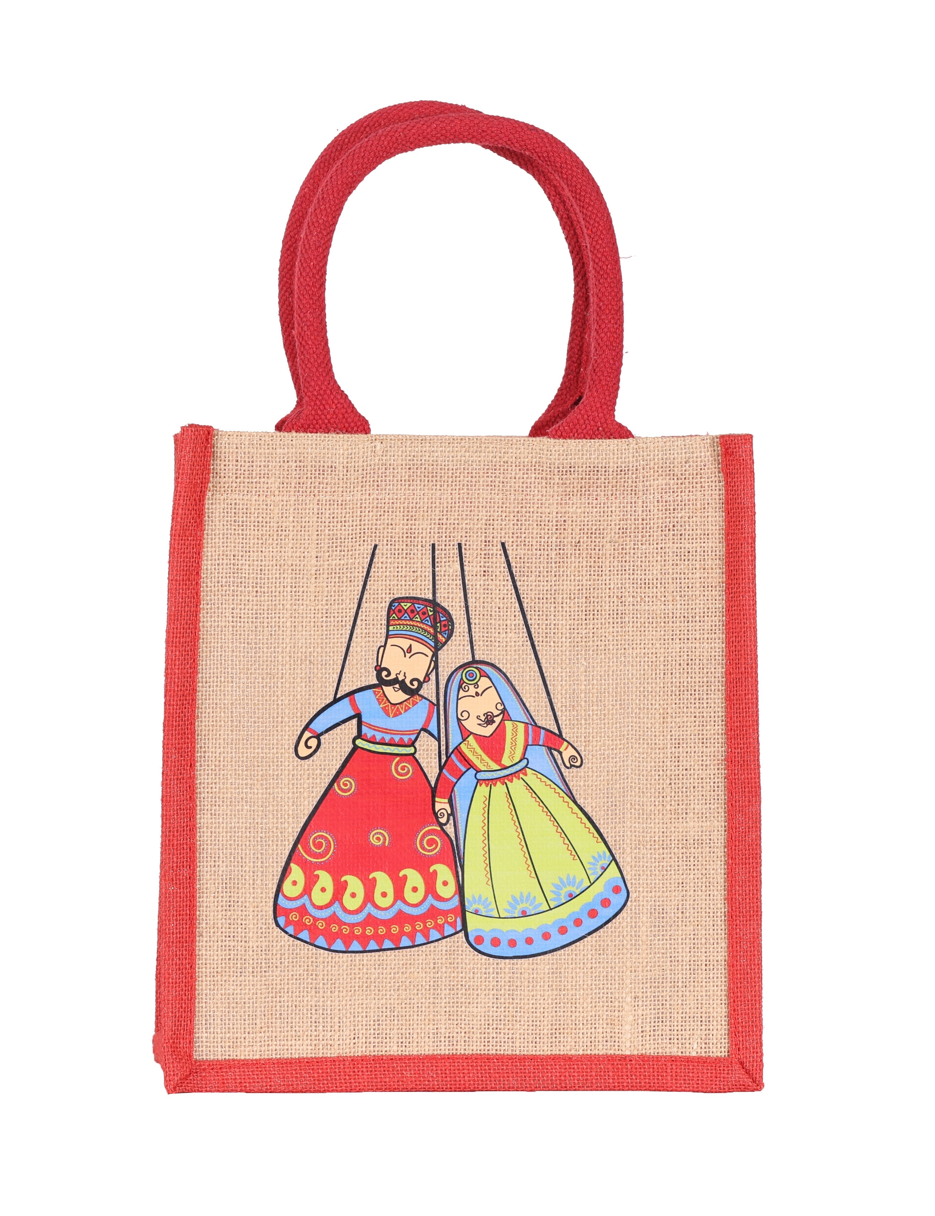 Jute Cottage Puppet Print Zipper Lunch Bag