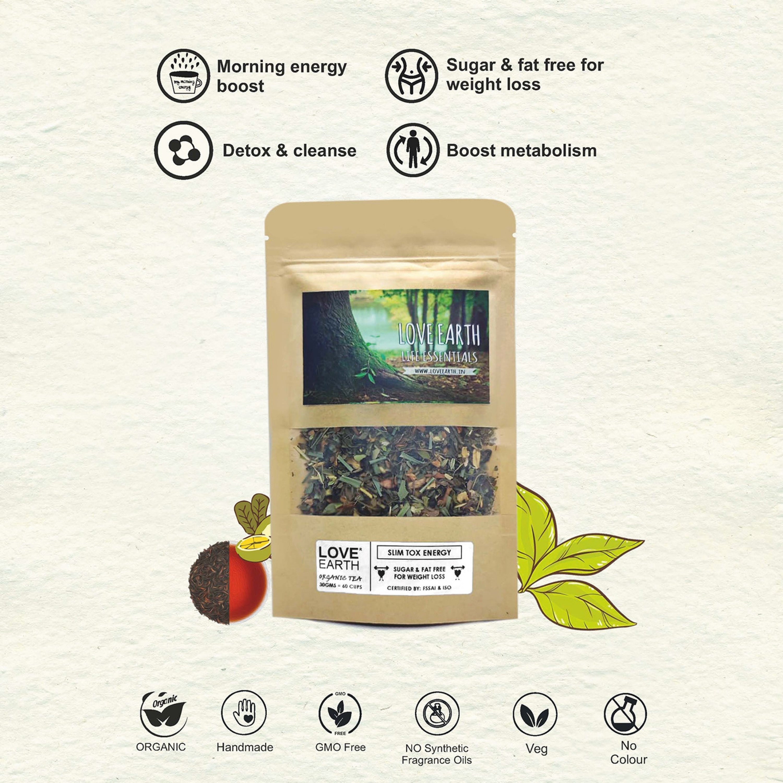 Love Earth Slim Tox Energy - Organic Green Tea - 30gms