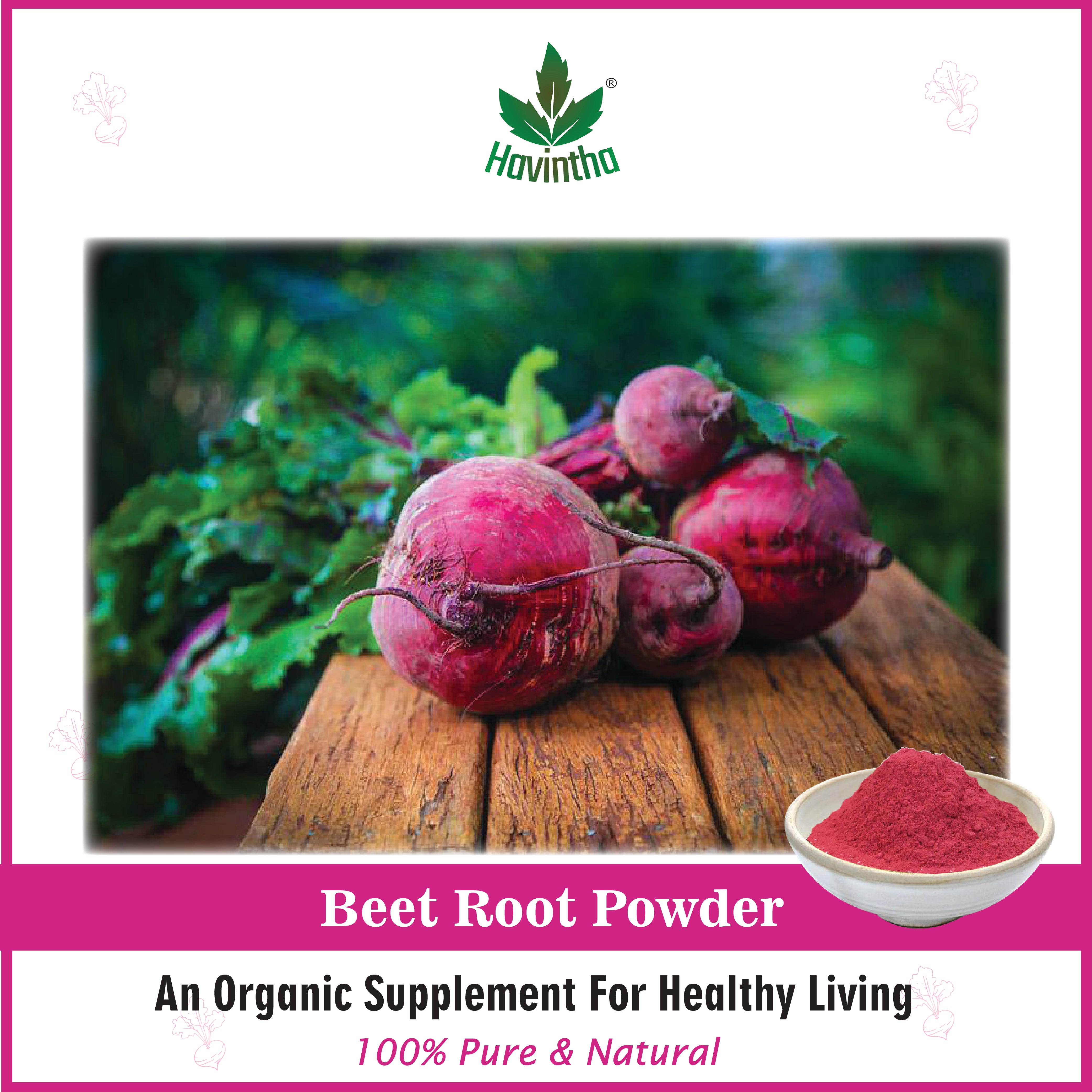 Havintha Natural Beet Root Powder For Improves Heart Health and Blood Pressure - 227 gms