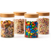 Femora Kitchen Storage Jars Borosilicate Glass With Wooden Lid Air Tight Jar | 750 Ml | Pack of 4 | Transparent