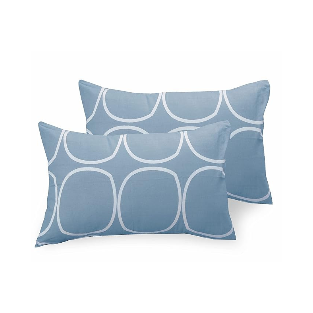 Huesland by Ahmedabad Cotton 144 TC Cotton Pillow Cover Set of 2 | Blue
