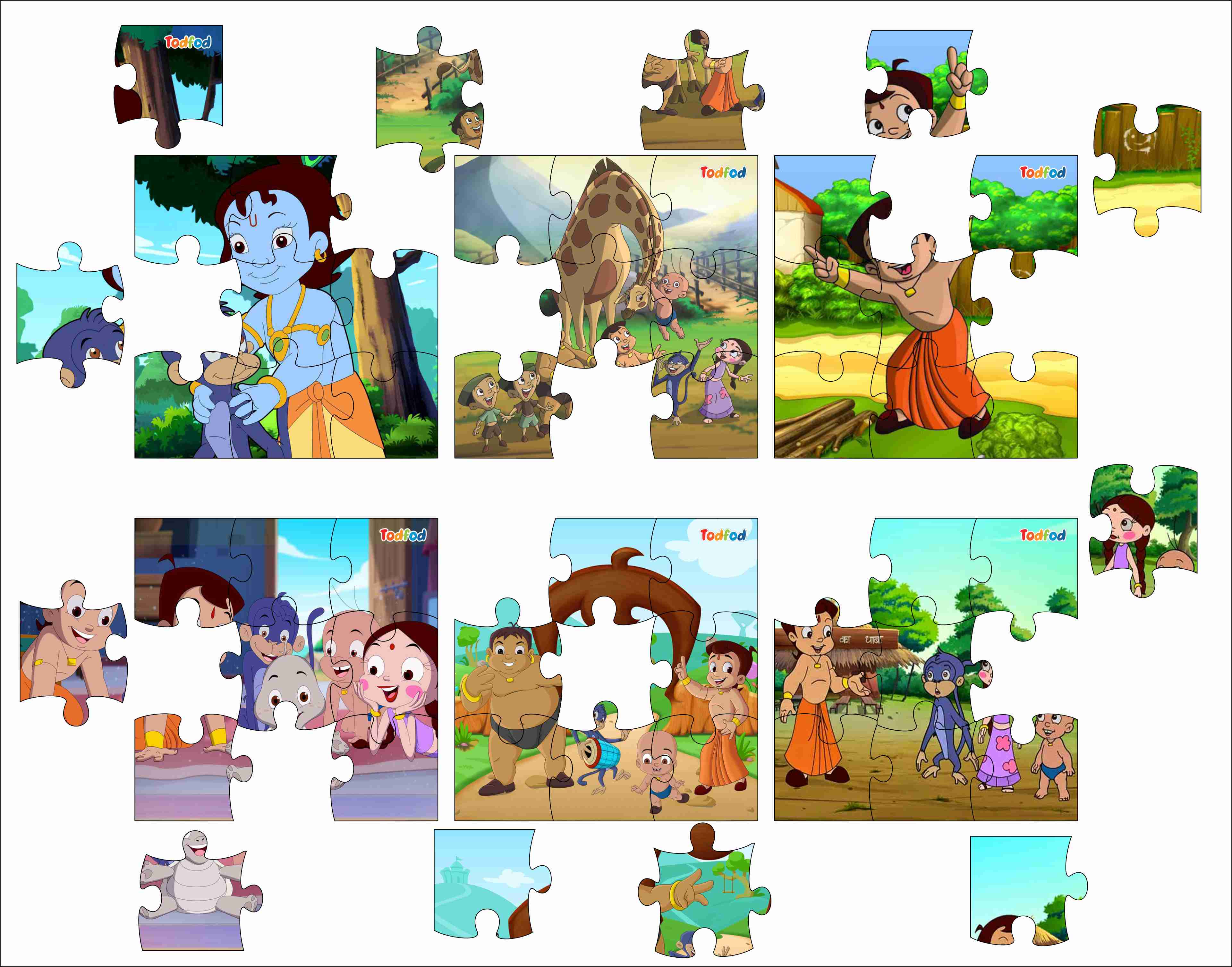 Wooden Jigsaw Puzzles - Chota Bheem & Friends Anime Cartoon Characters