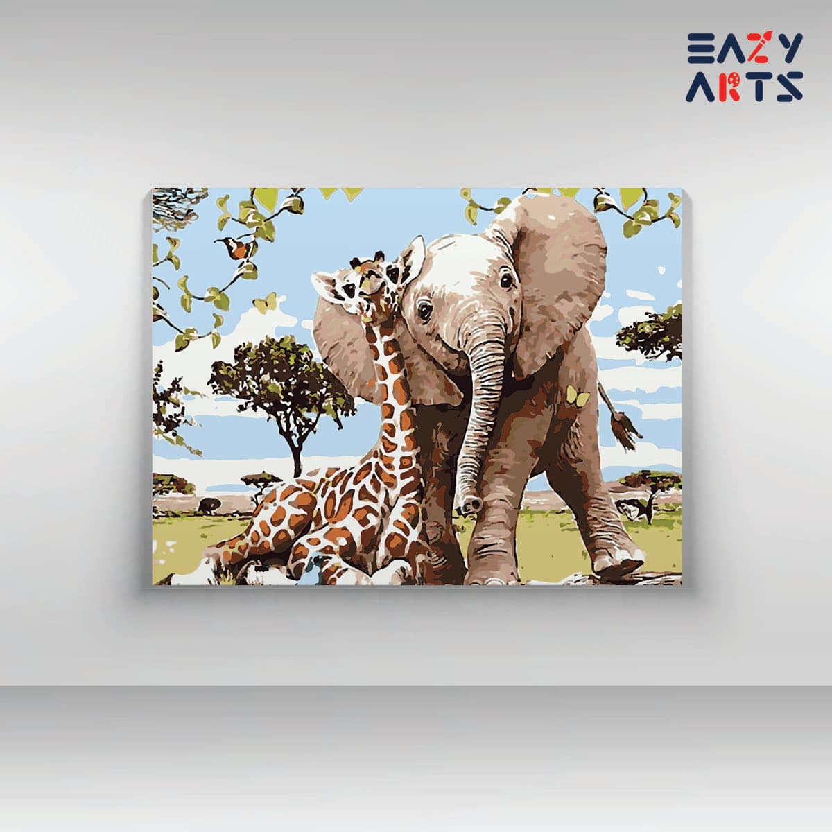 Elephant and Giraffe Paint By Numbers Kit