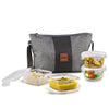 CELLO Glassy Square Lunch Box with Jacket For Office, Transparent | 2 x 320ml, 2 x 240ml