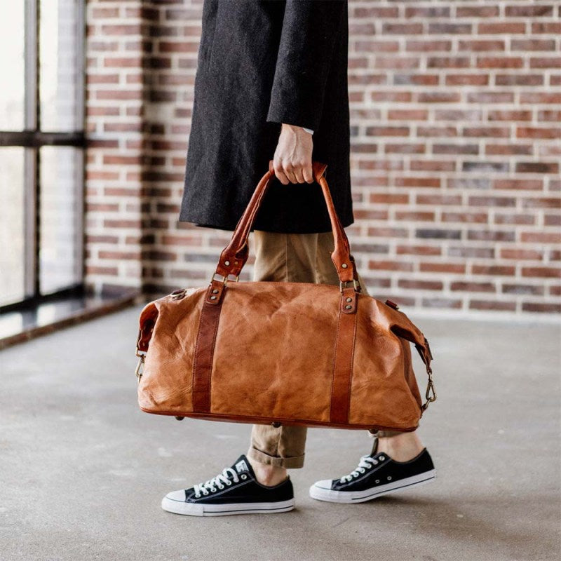 CraftShades 20 Inch brown duffle leather bag