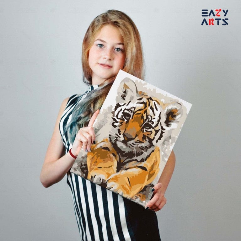 Baby Tiger Sitting Paint By Numbers Kit For Kids