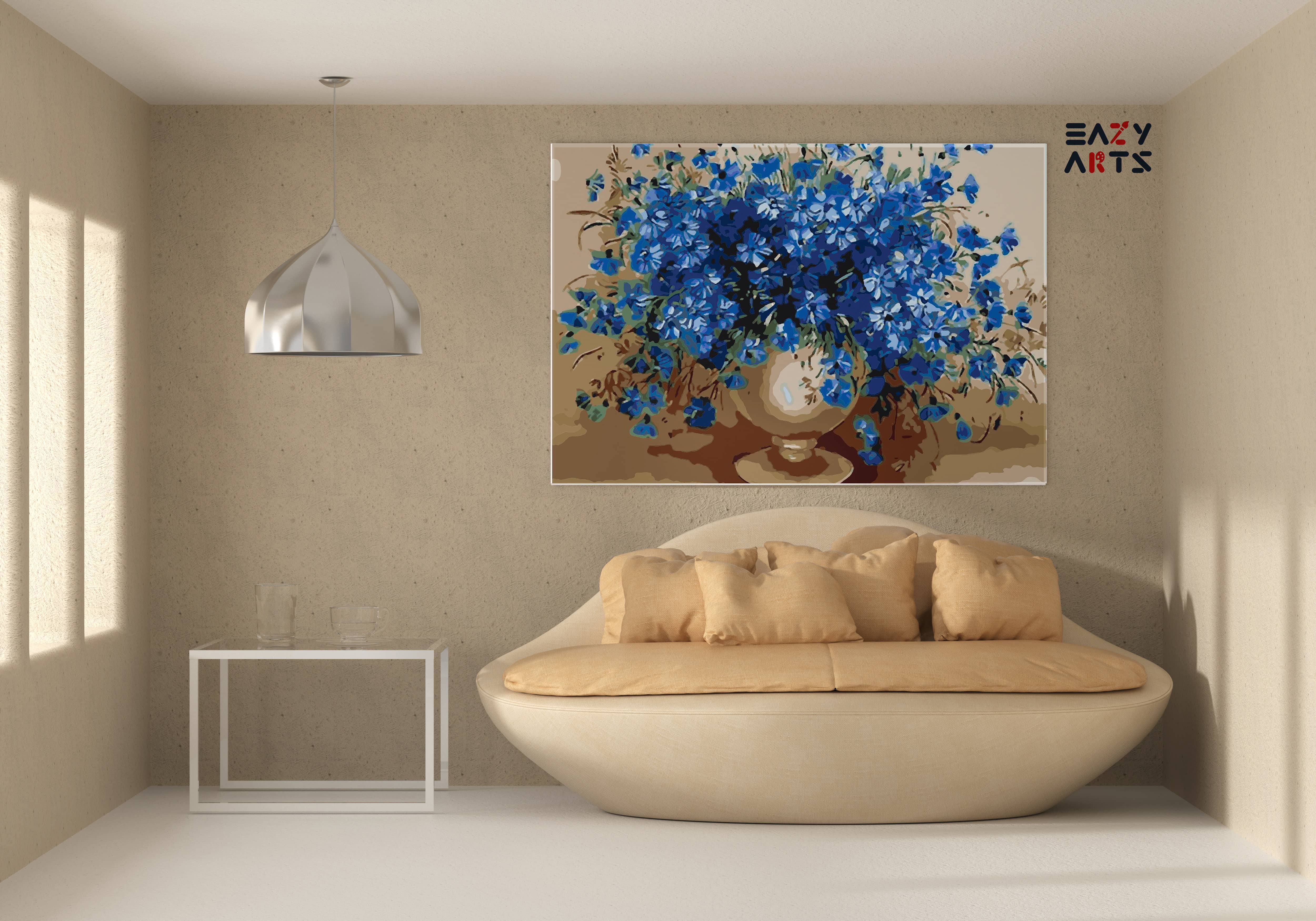 Beautiful Blue Flower Pot Paint By Numbers kit