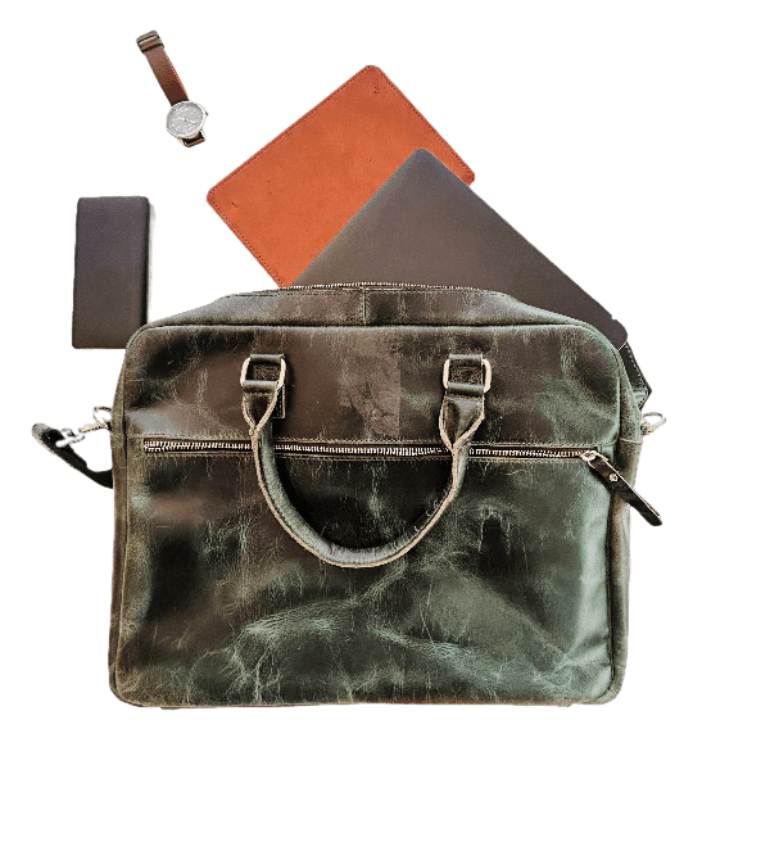 Laptop Green leather Bag