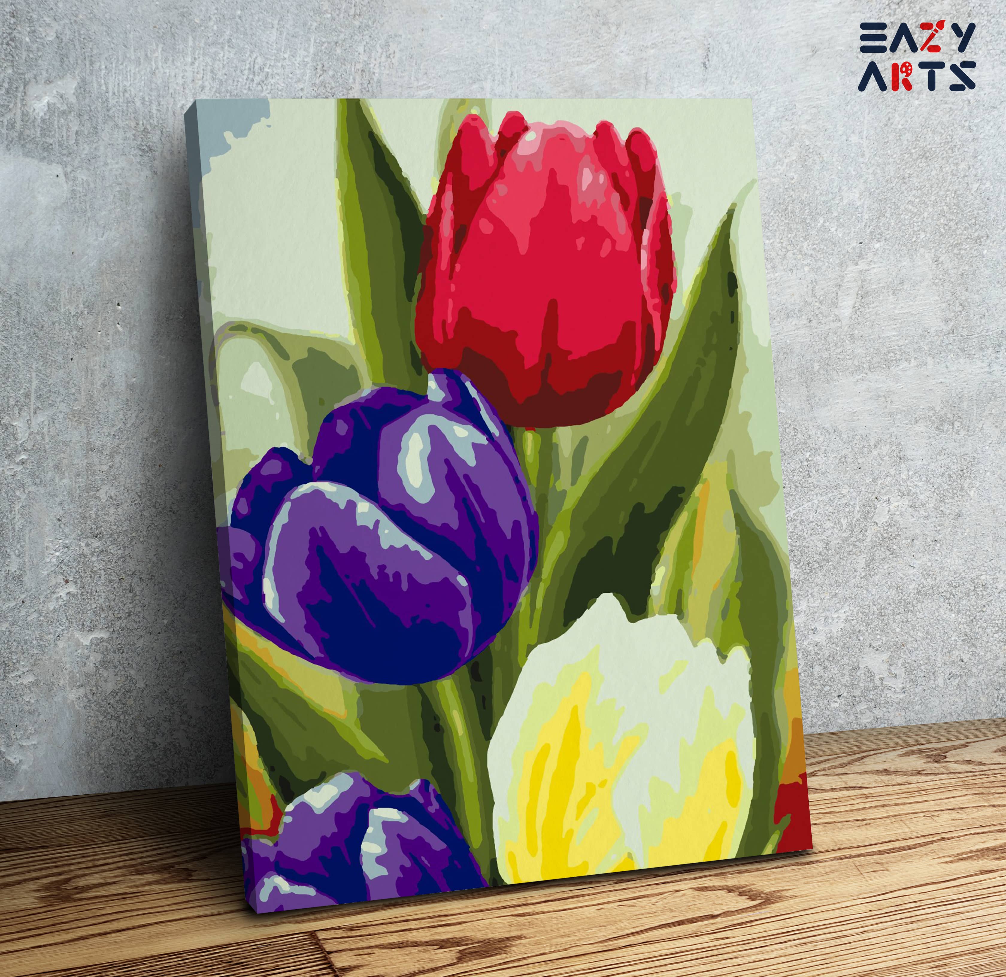 Colorful Tulips Flowers Paint By Numbers kit