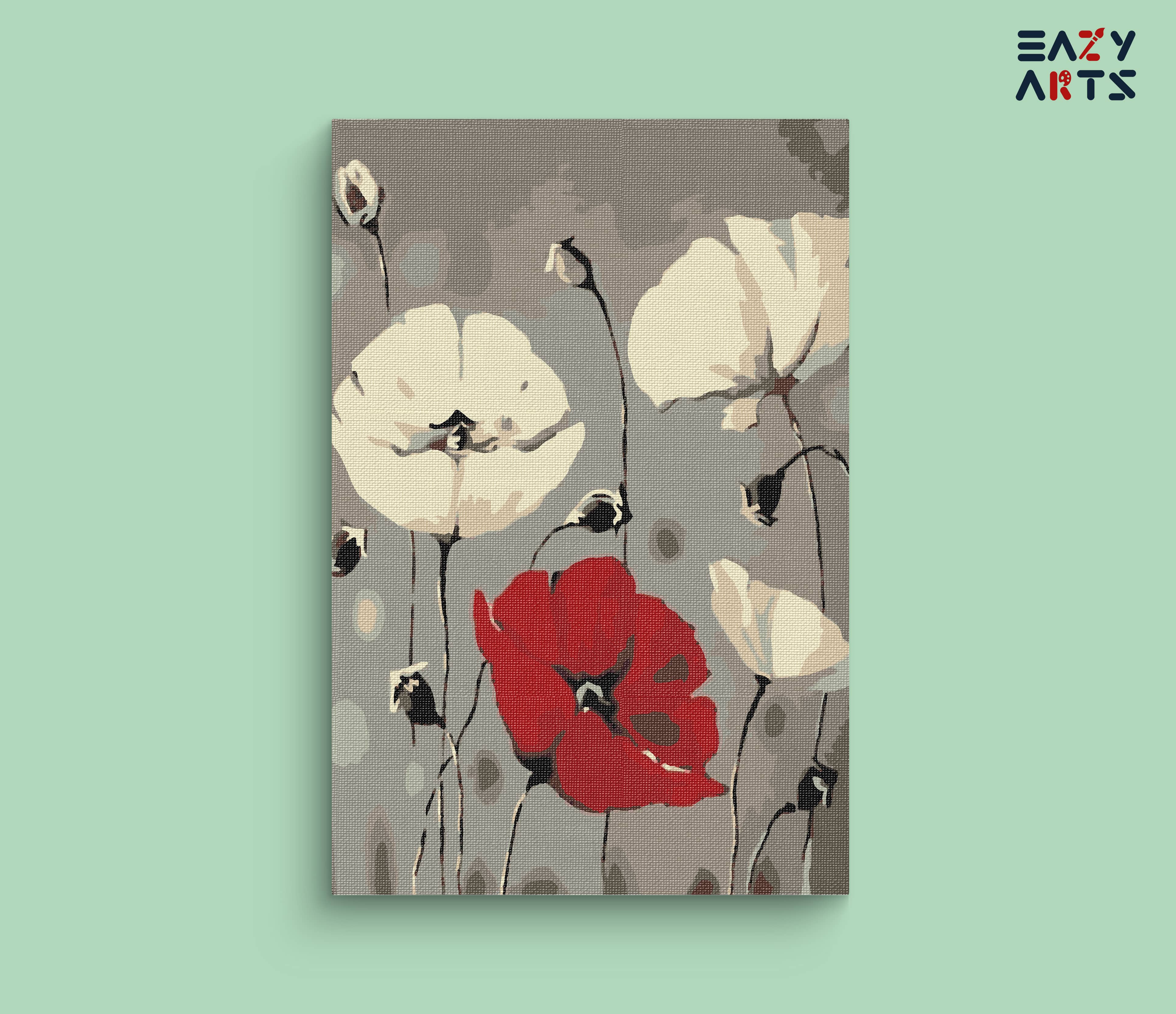 Red and White Flowers Paint By Numbers kit