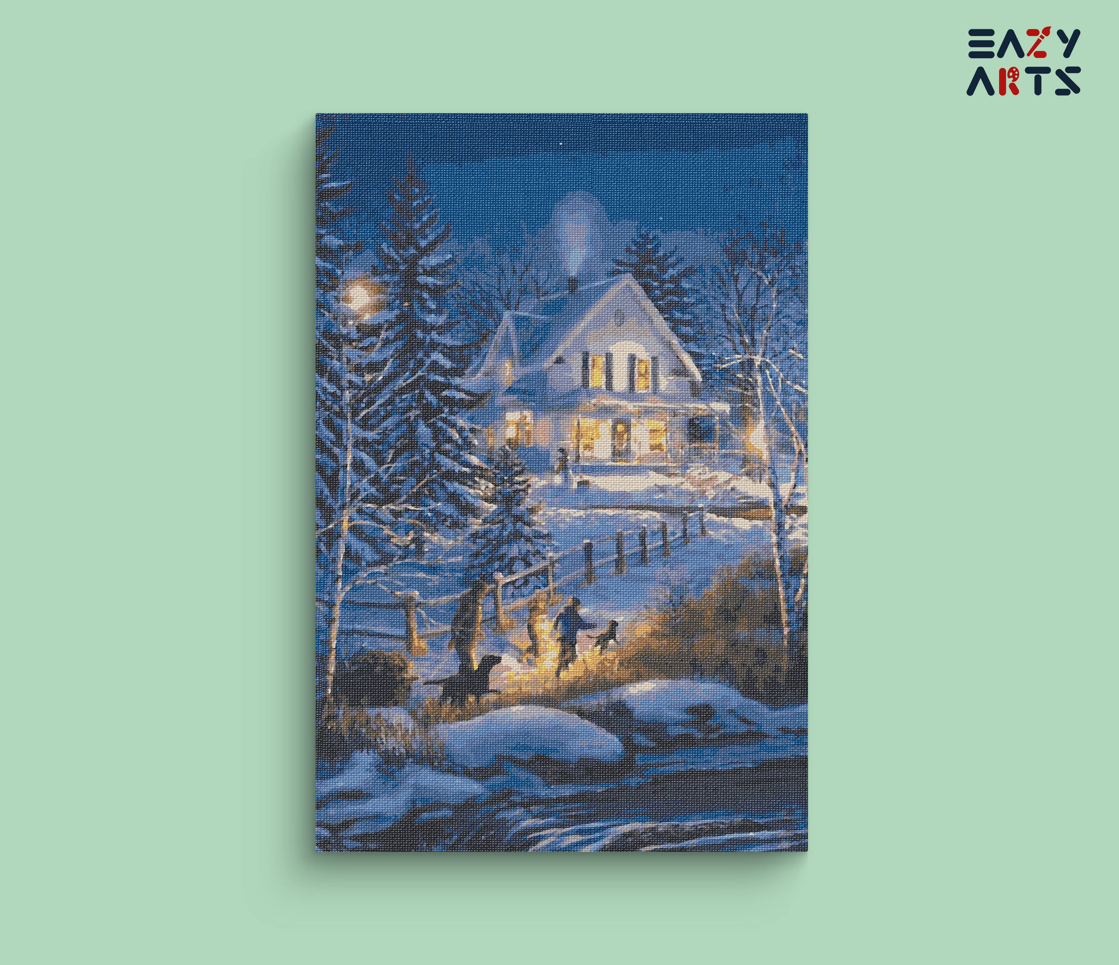 House in The Snow Paint By Numbers kit