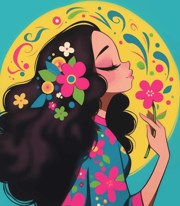 Paint Waint A Lady Blushing Flowers Around