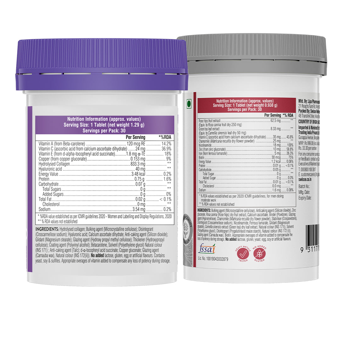 Swisse Collagen+ Hyaluronic Acid & Biotin+ Biotin Tablets Combo