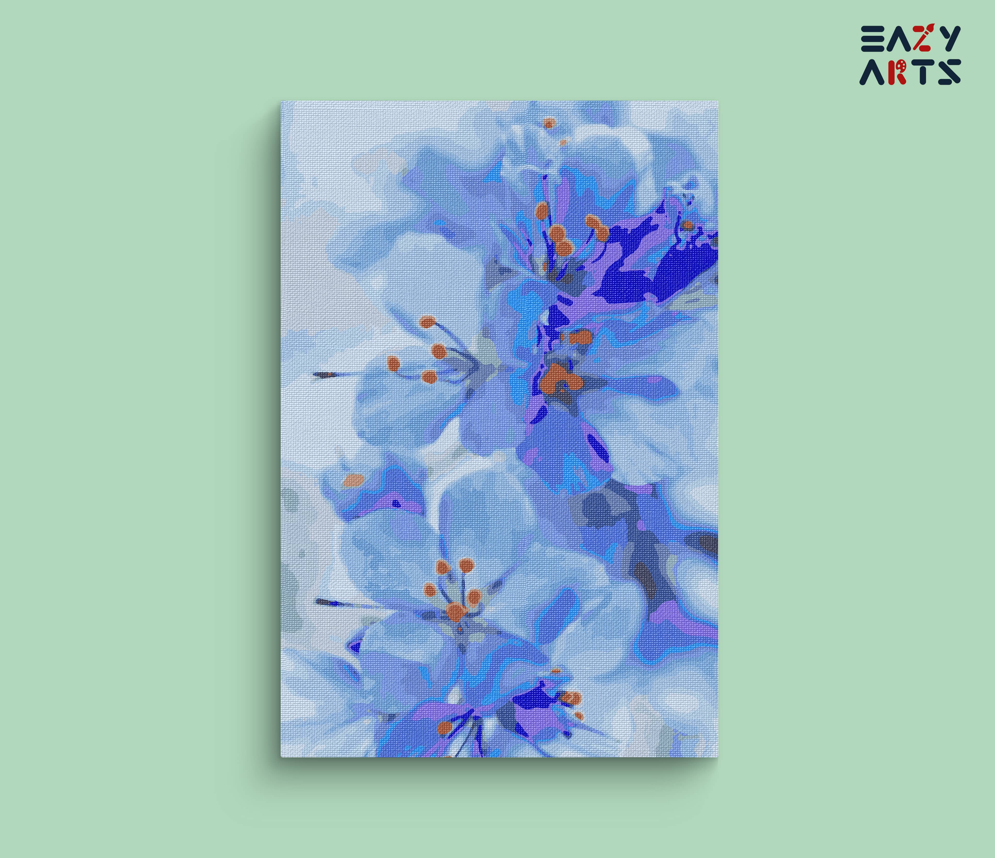Blue Cherry Blossom Flowers Paint By Numbers kit