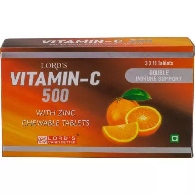 Lord's Vitamin-C 500 with Zinc Chewable Tablet - 30 Tabs