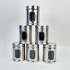 Pack of 6 Stainless Steel Kitchen Storage Jars with See-Through Panel | 1000ml Each | Airtight