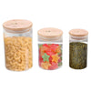 The Better Home Pack of 3 Borosilicate Glass Jars with Bamboo Lid | 300ml+600ml+1000ml | Airtight