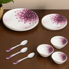 Melamine Dinner Set Pack of 12 Purple White Floral Design Serves 4