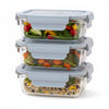 Combo Microwave Safe Borosilicate Glass Lunch Boxes 1040ml | Pack of 3 | Pink