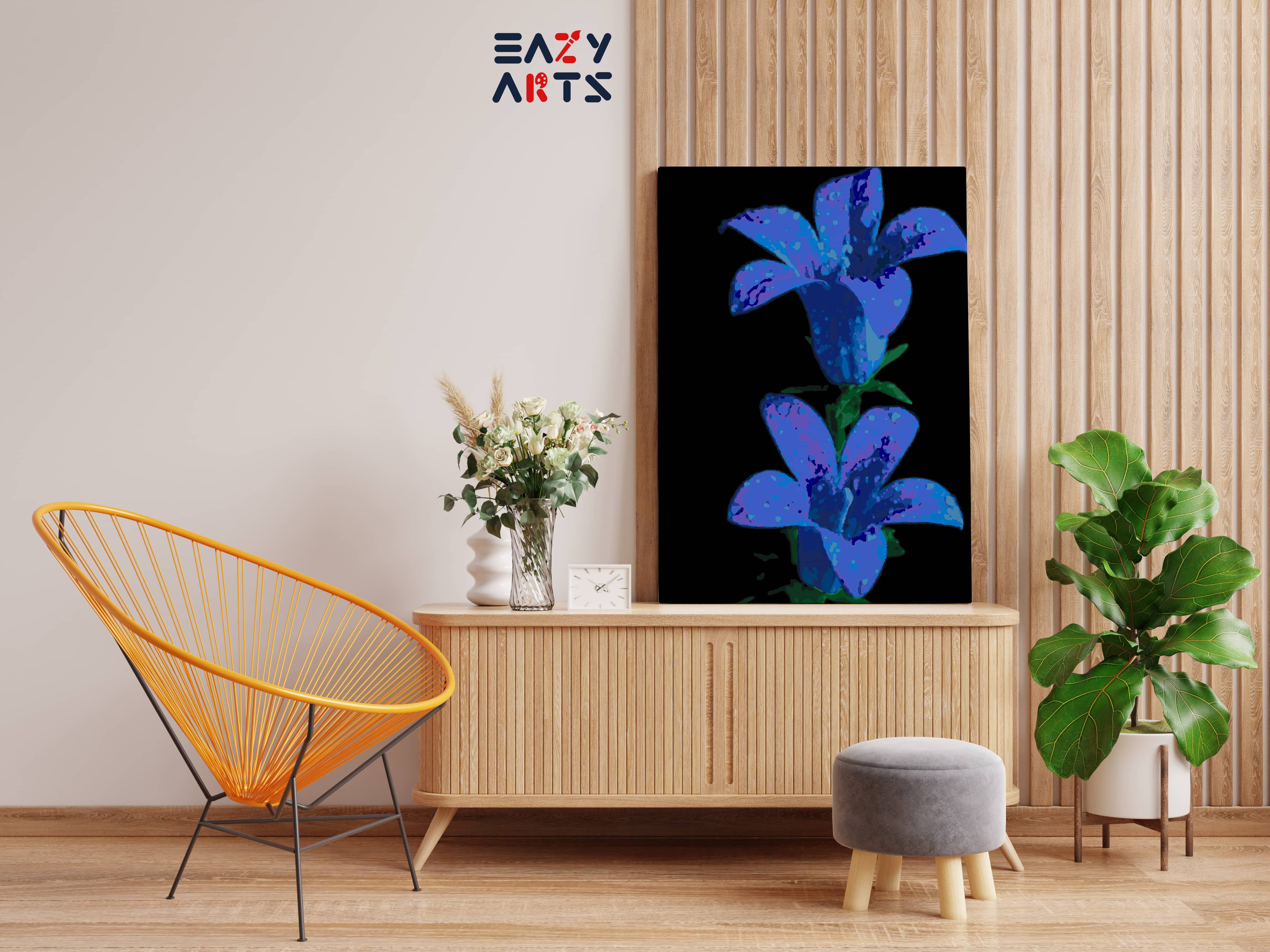 Blue Gentiana Scabra Flower Paint By Numbers kit