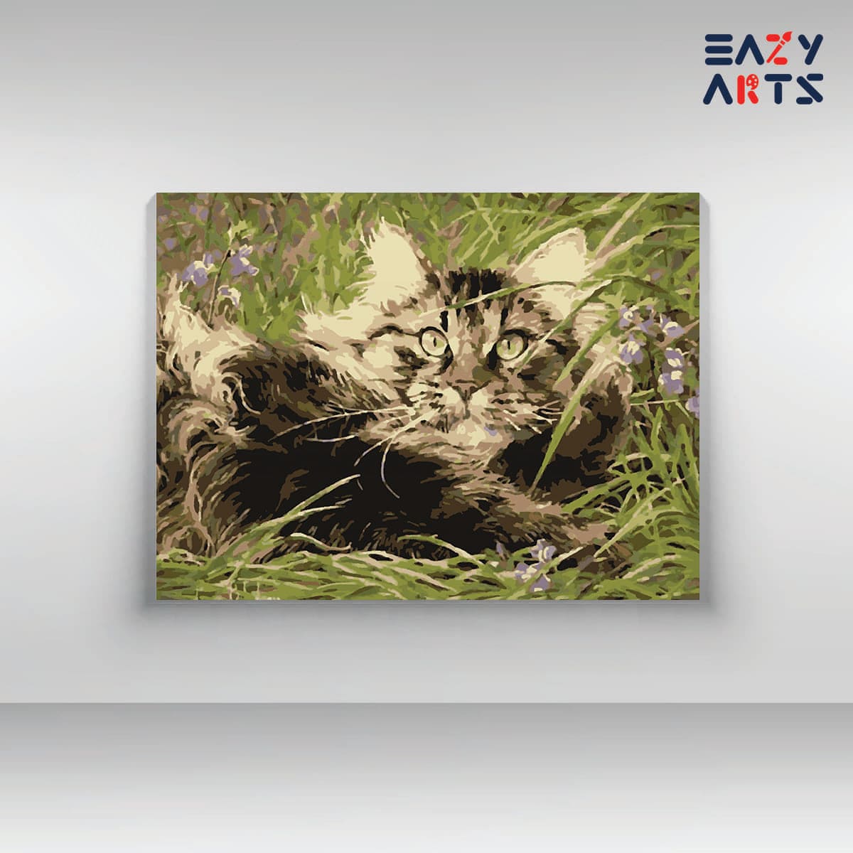 Cat Playing In Grass Paint by Numbers Kit