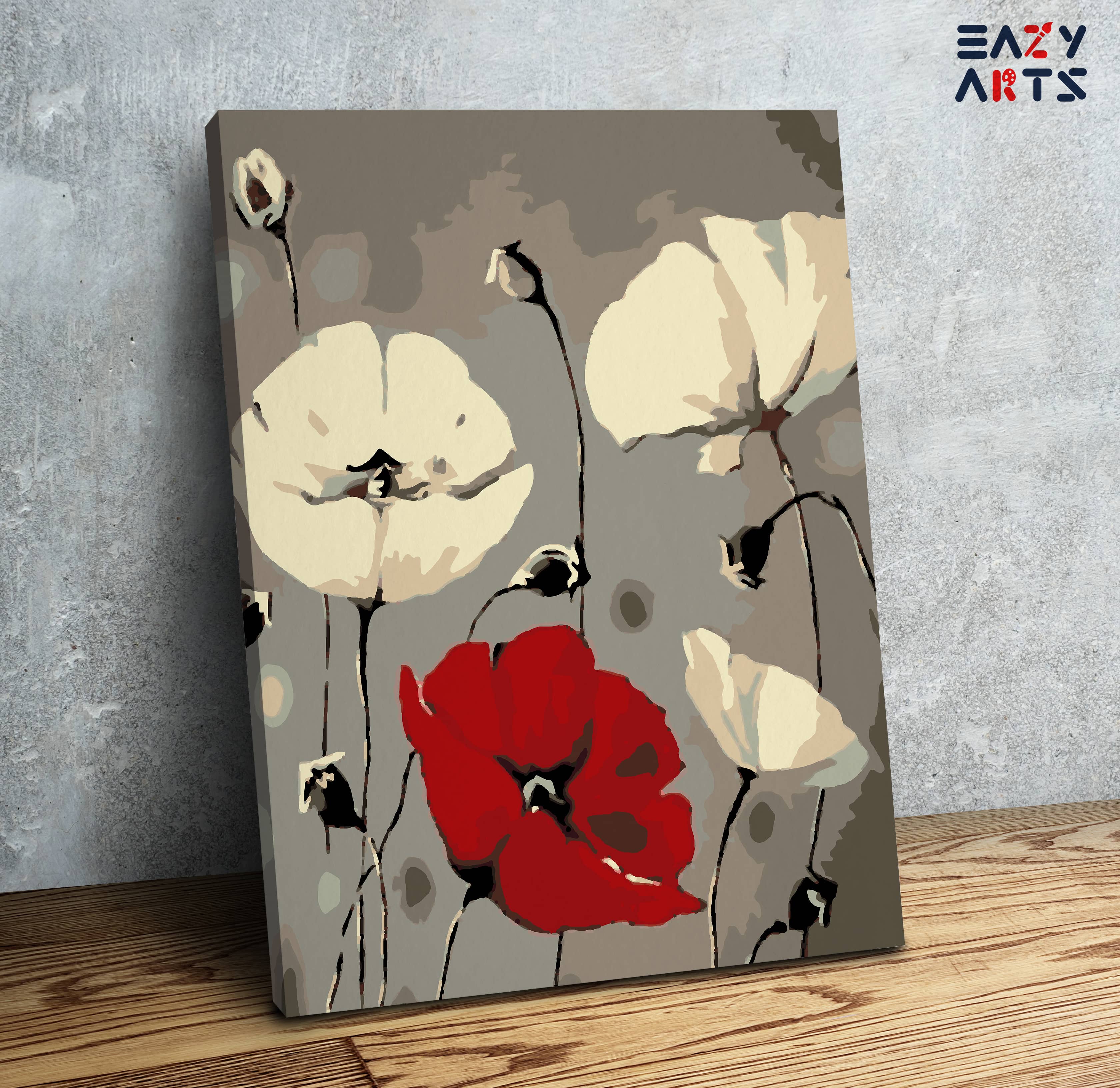 Red and White Flowers Paint By Numbers kit