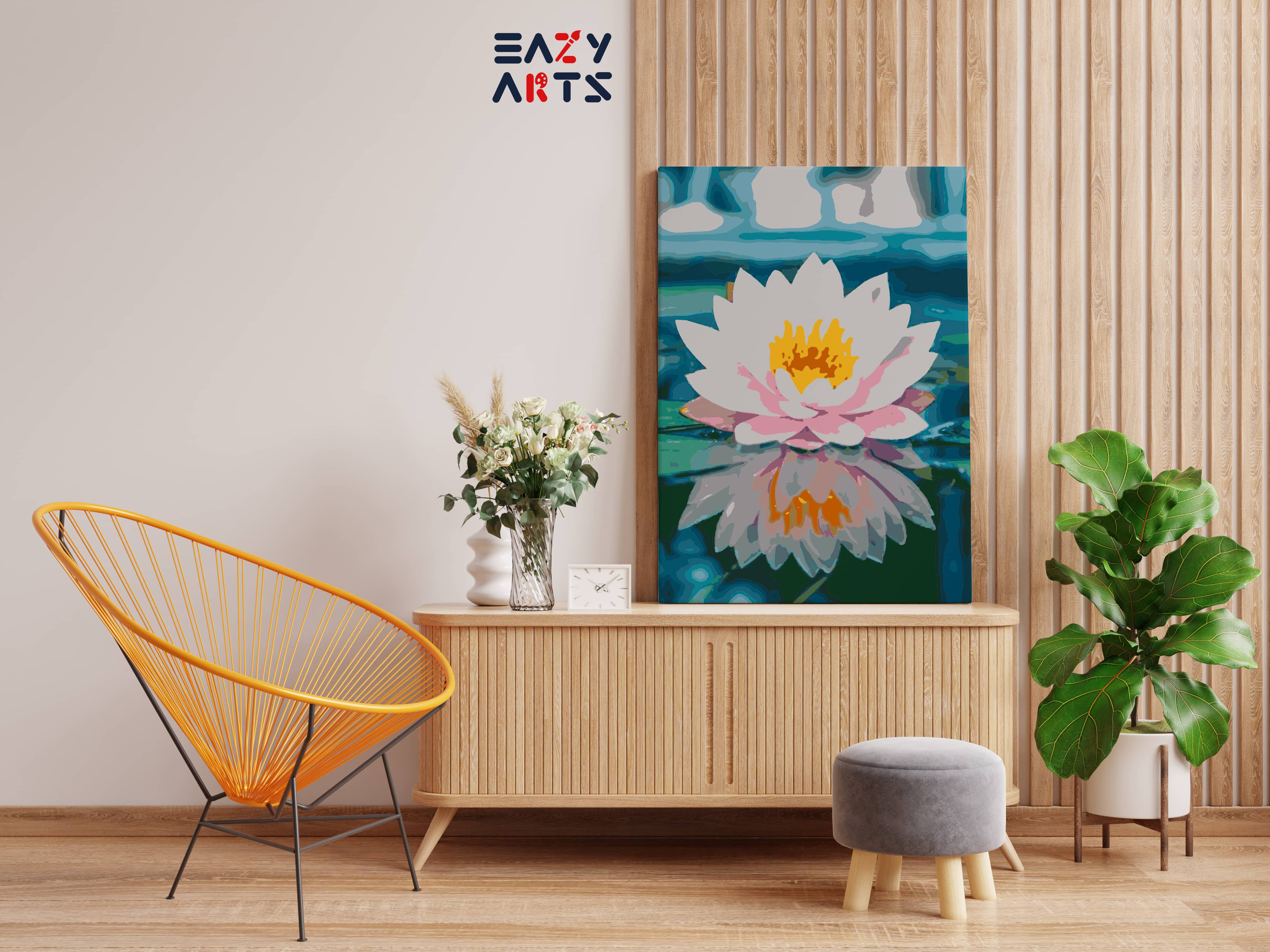 White Lotus Reflection Flower Paint By Numbers kit