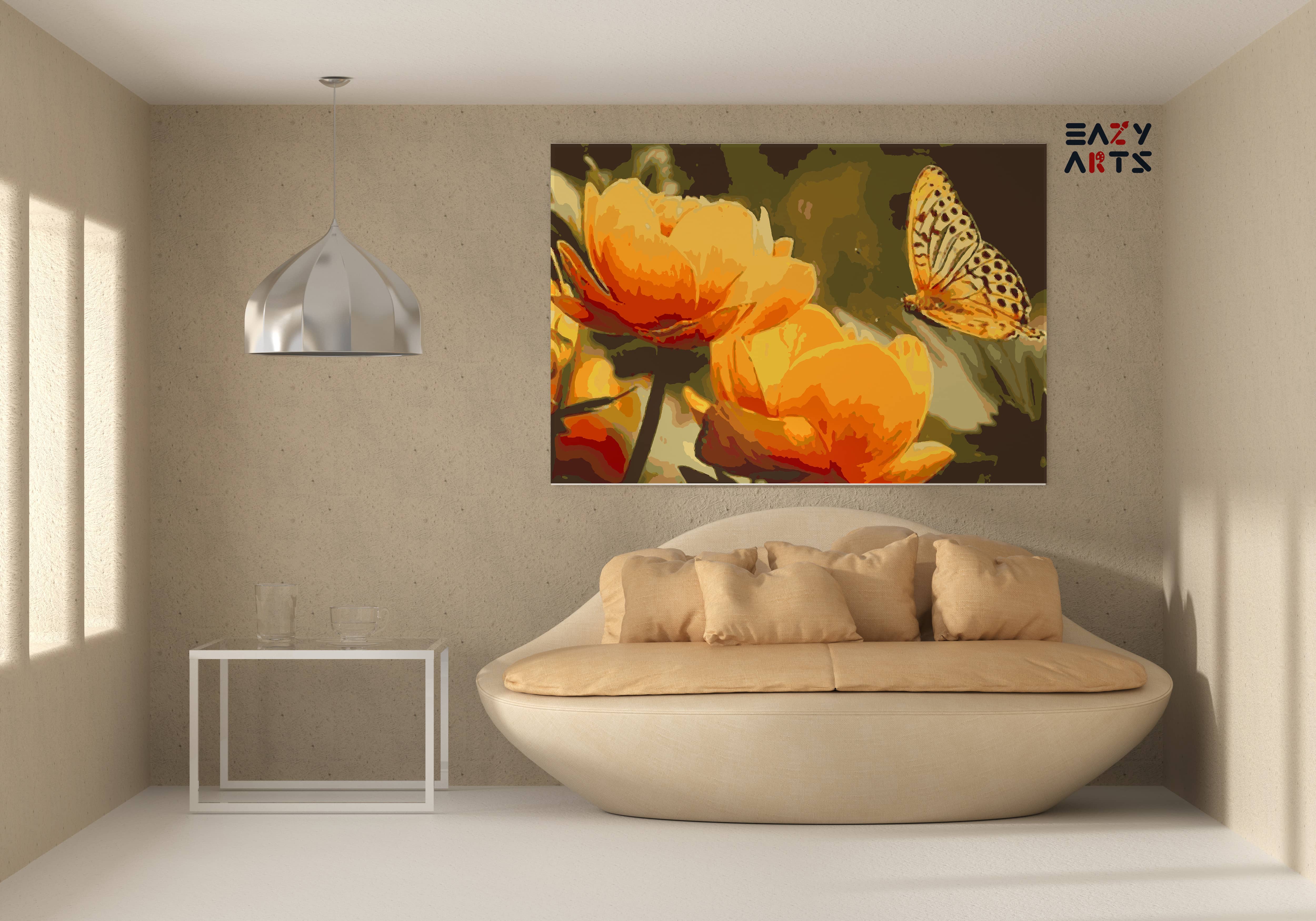 Yellow Flowers and Butterfly PBN kit