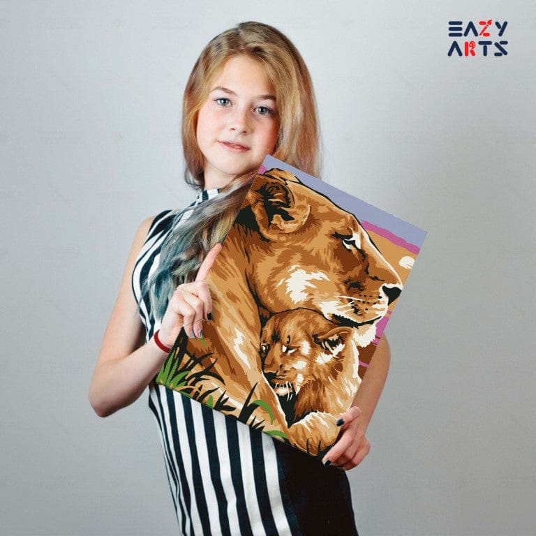 Lion Mom N Baby Paint By Numbers Kit For Kids