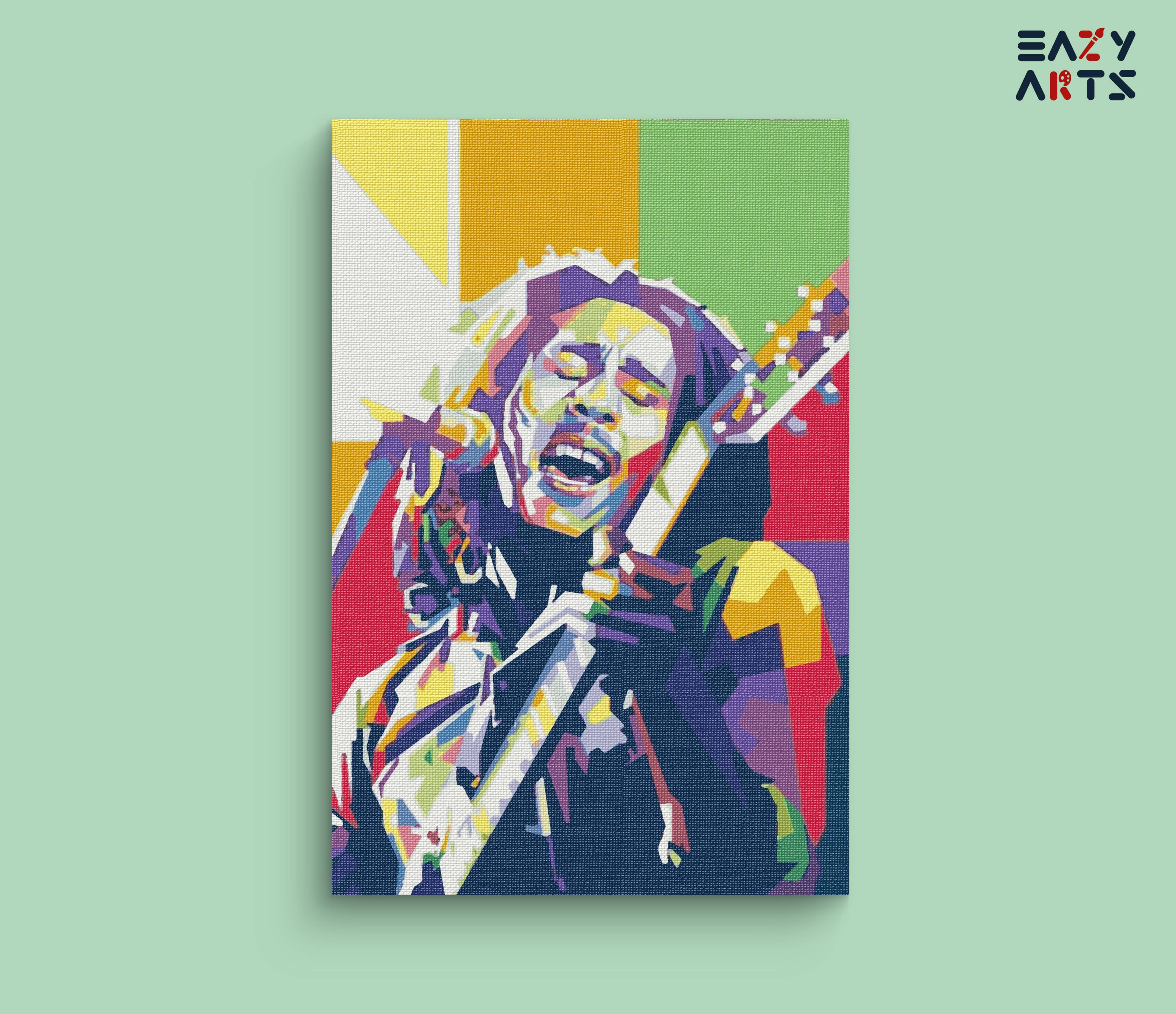 Bob Marley Singing with Guitar Abstract Paint By Numbers kit
