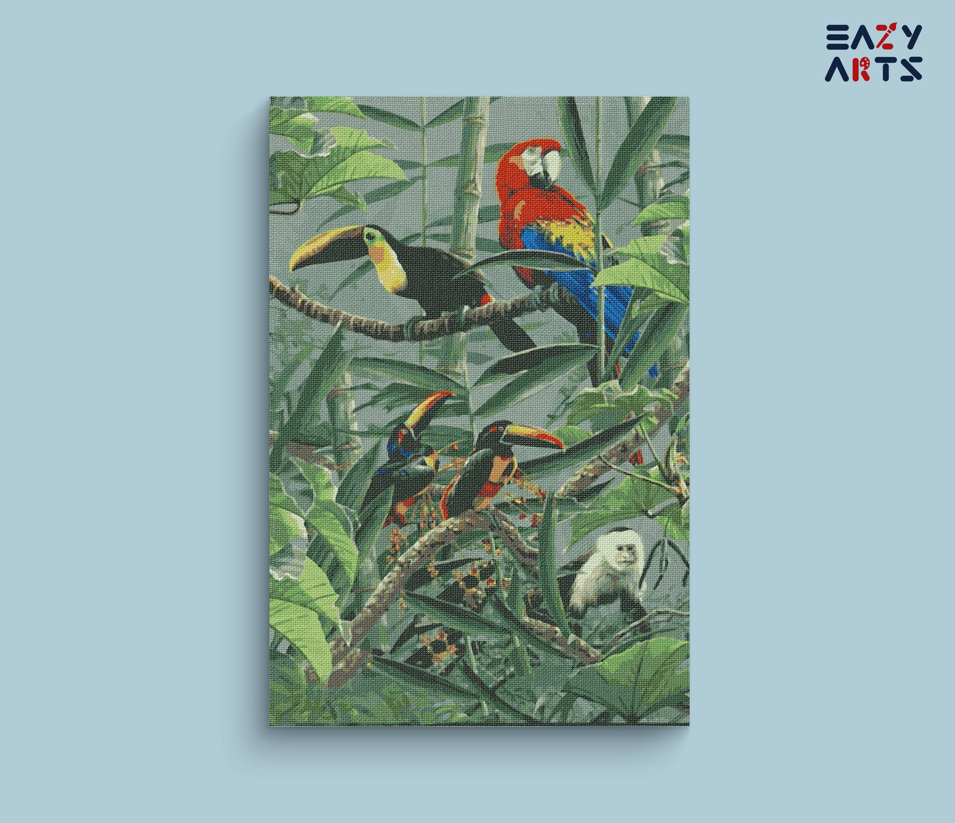 Birds and Monkey In Jugle Paint by Numbers Kit
