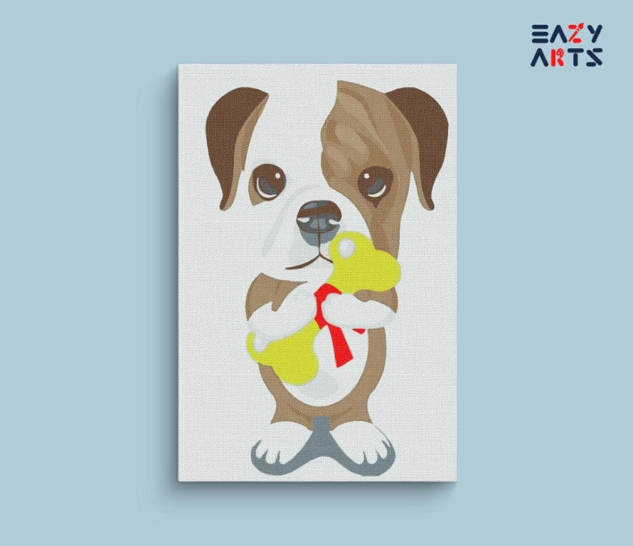 Dog Holding Bone Paint By Numbers Kit For Kids