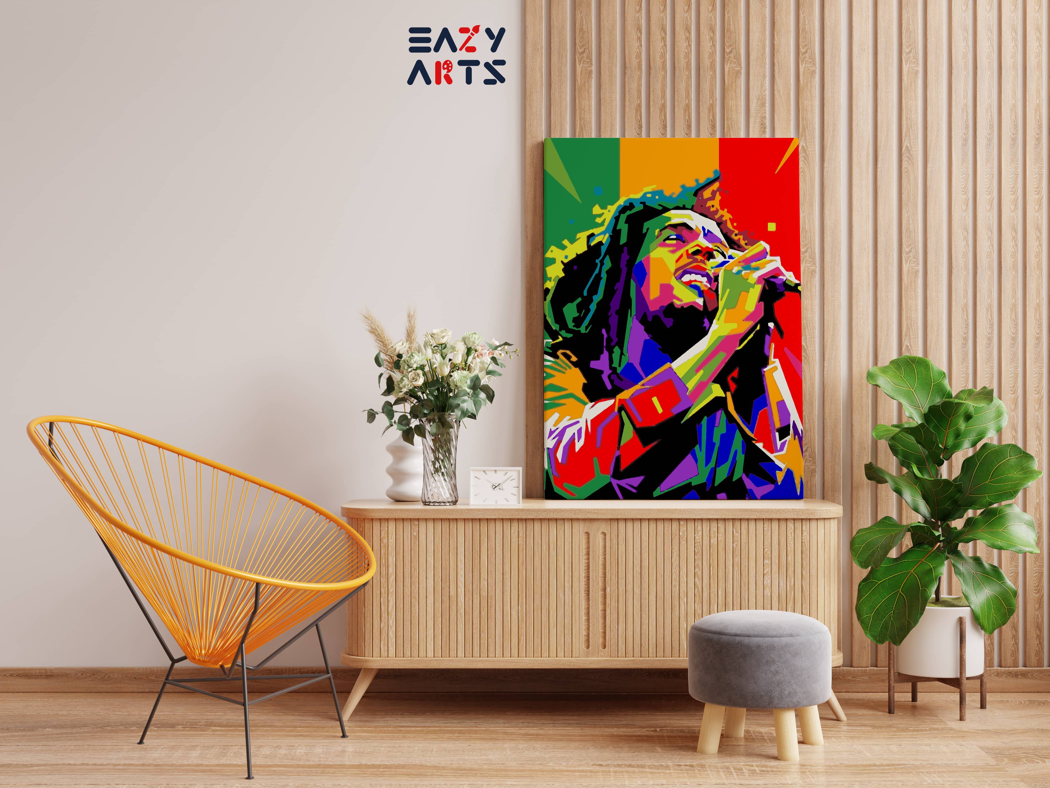 Bob Marley Singing  Abstract Paint By Numbers kit