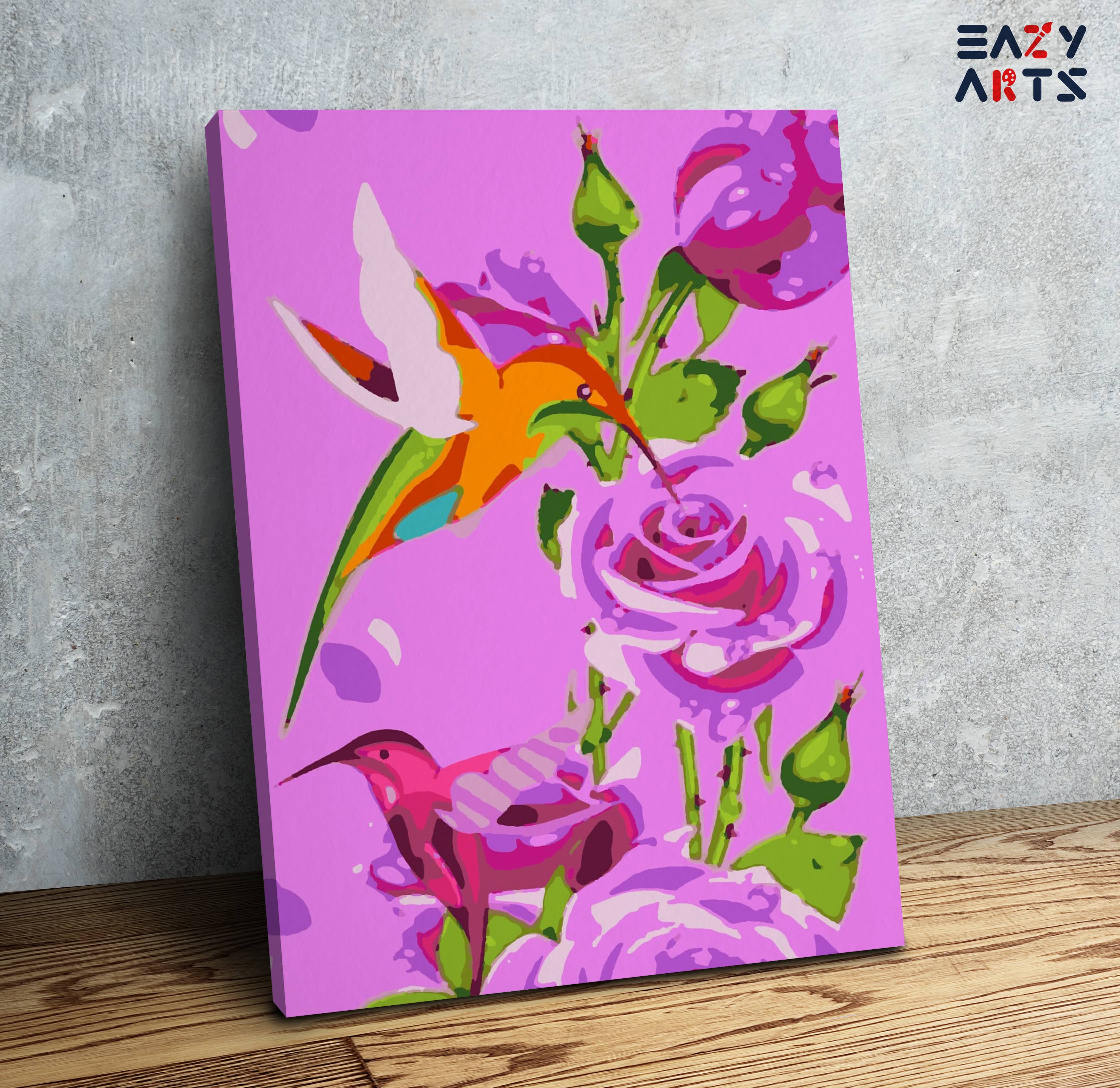 Pink Roses With Birds Paint By Numbers kit