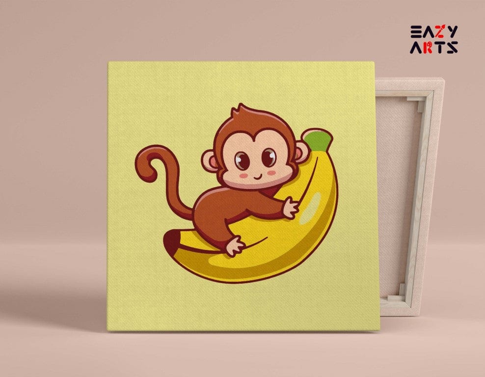 Monkey Higging Banana PBN Kit For Kids