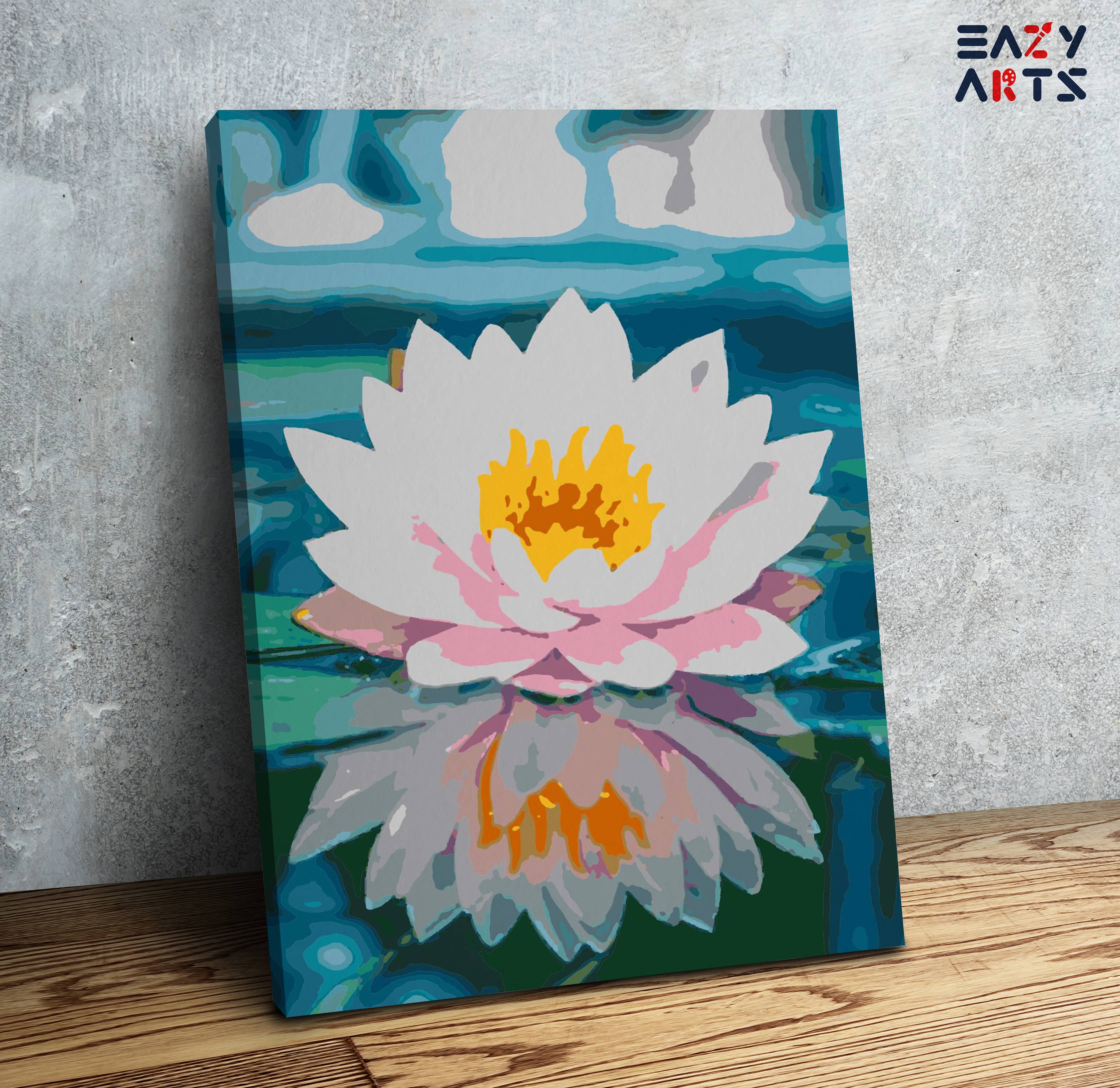 White Lotus Reflection Flower Paint By Numbers kit