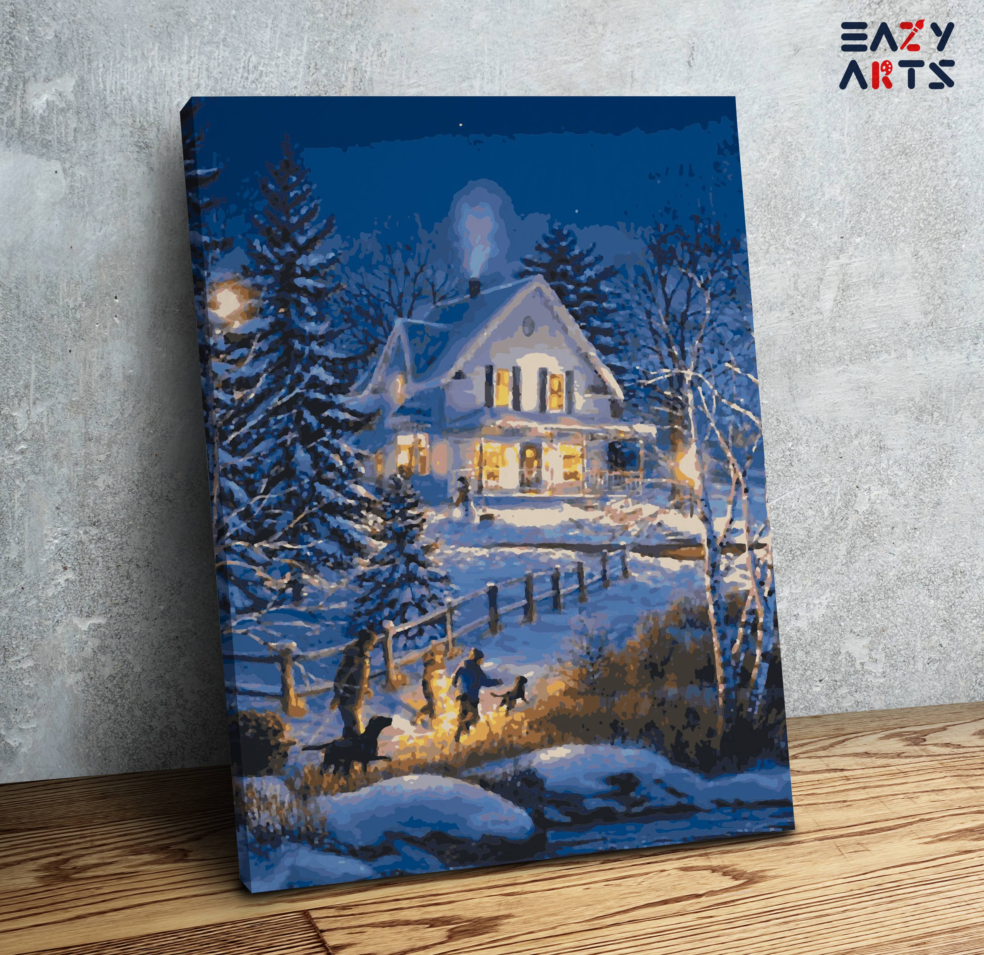 House in The Snow Paint By Numbers kit