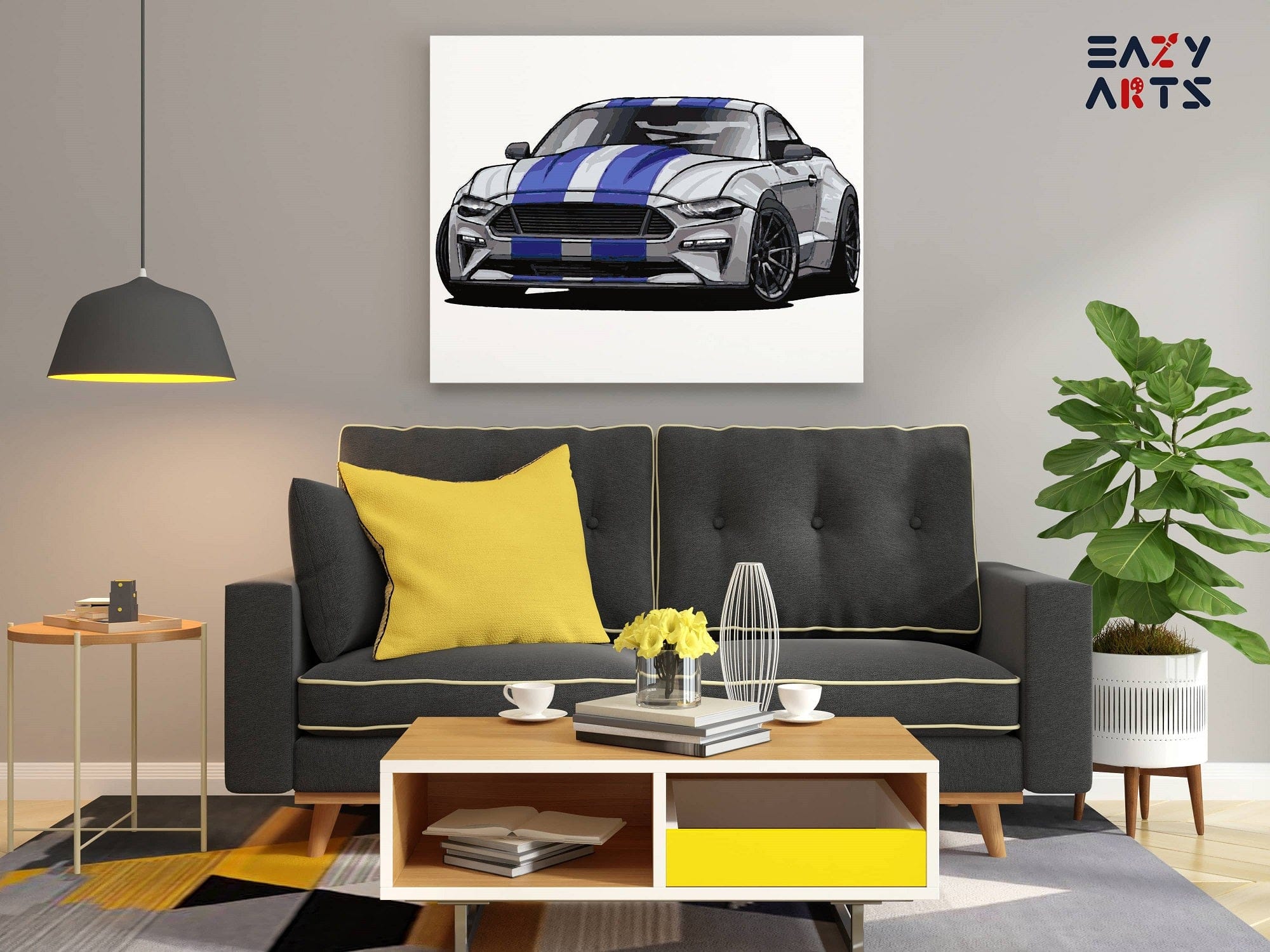 Gray Racing Car Paint By Numbers kit
